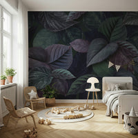 Minimalist foliage wallpaper in a bright nursery