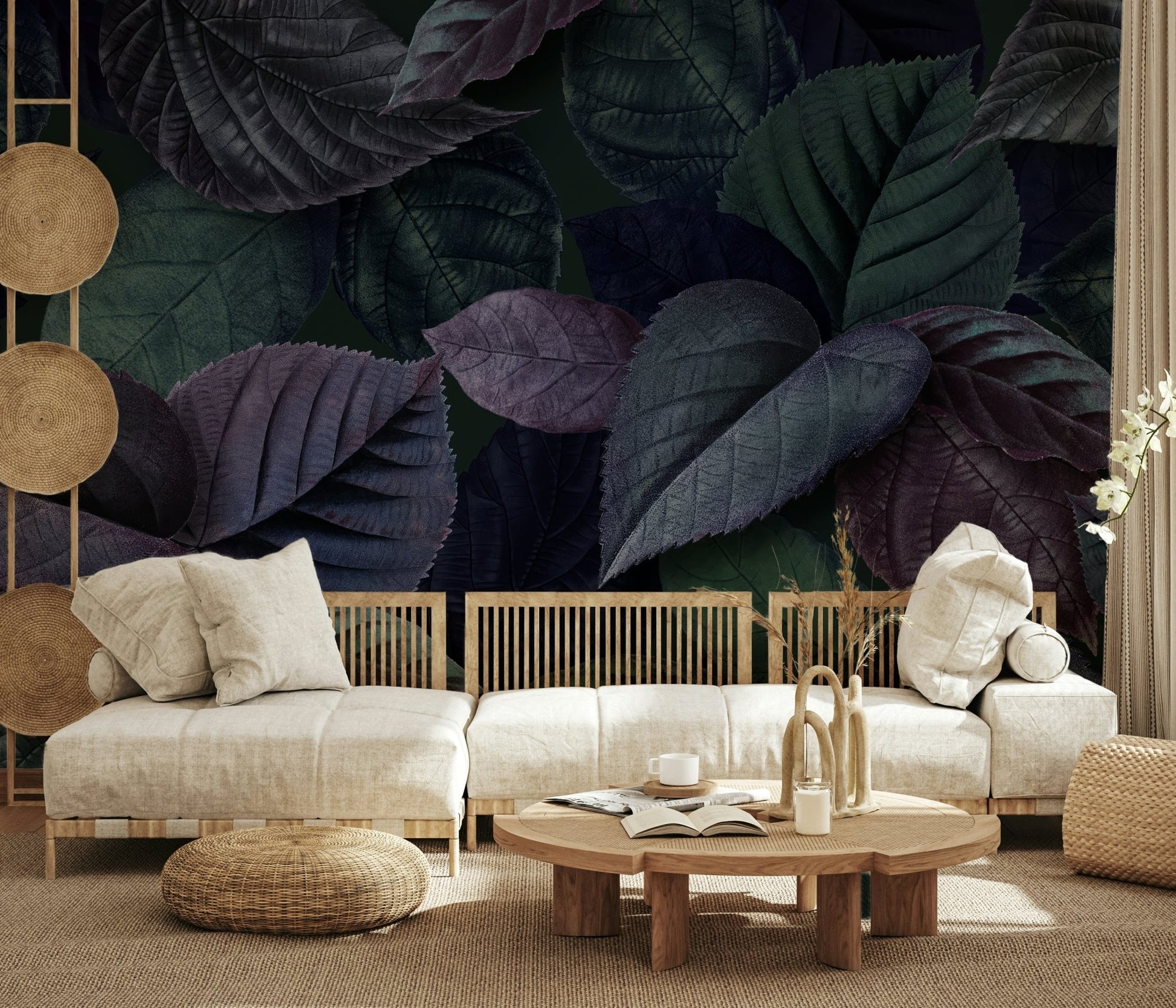 Fine Foliage Purple Wall Mural - Wallanza