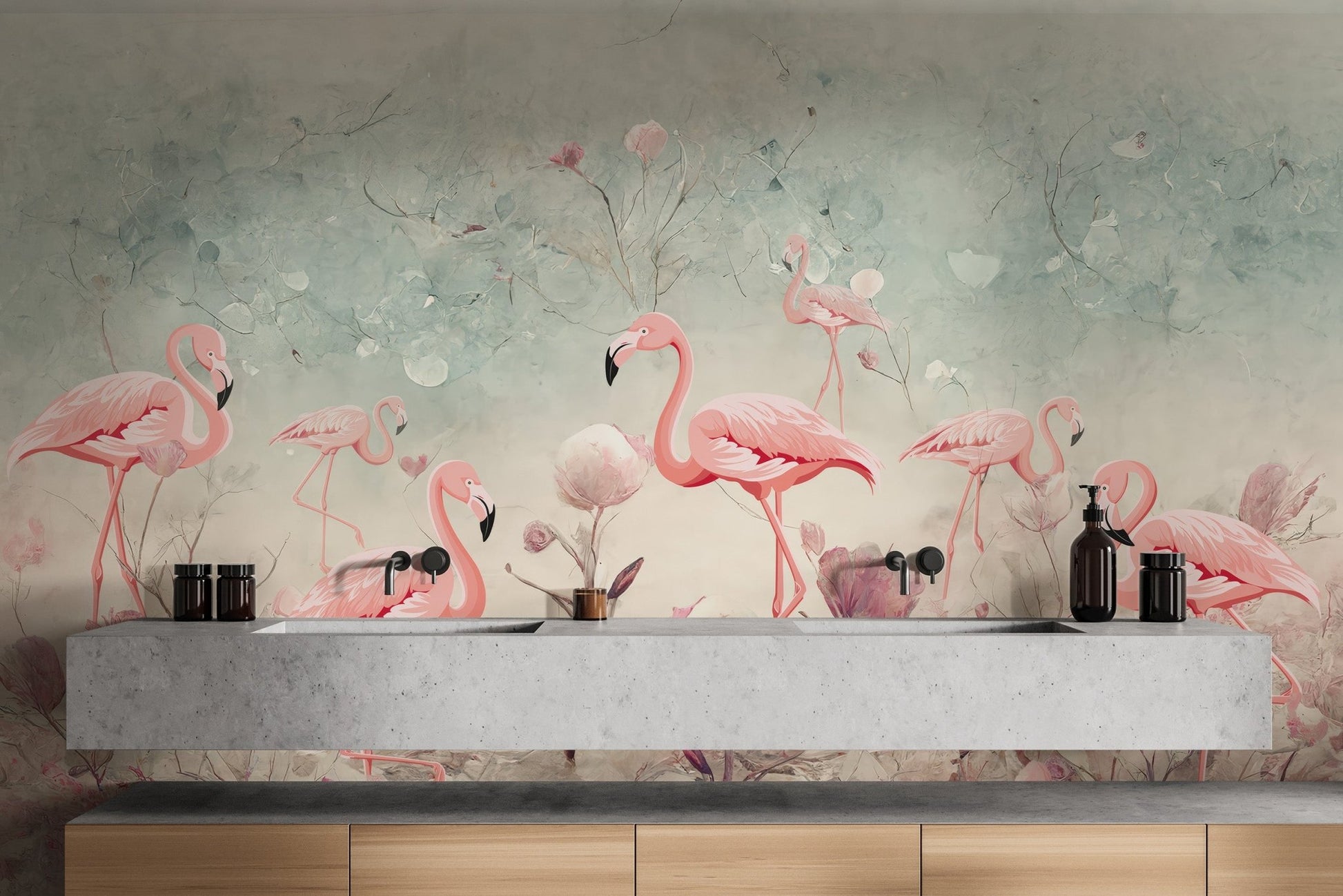 Flamingo Fantasy Wallpaper Mural - Wallanza