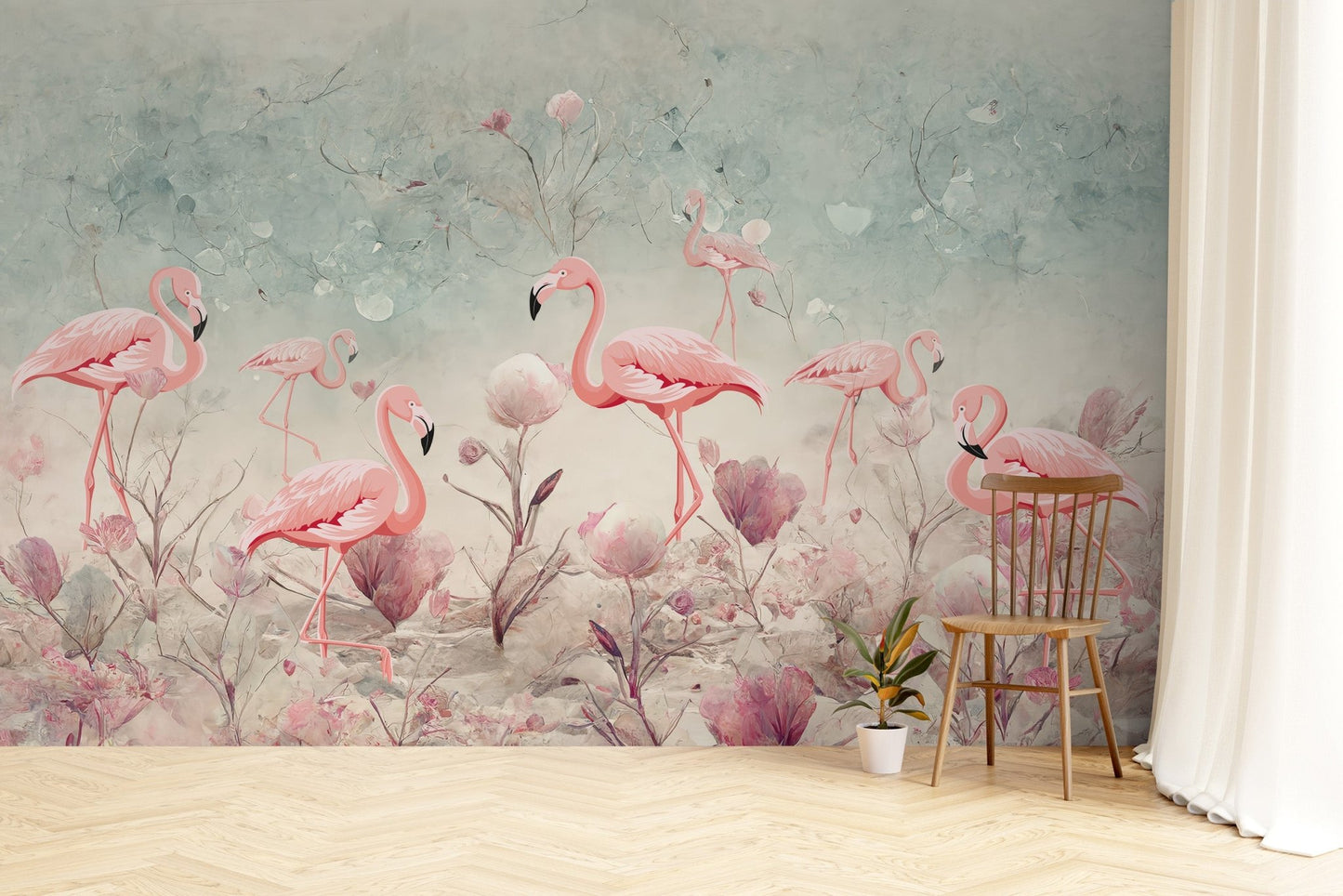 Flamingo Fantasy Wallpaper Mural - Wallanza