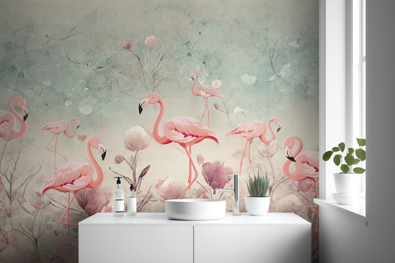 Flamingo Fantasy Wallpaper Mural - Wallanza