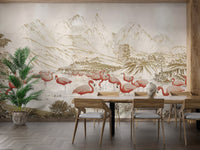 Flamingo Lake Wallpaper Mural - Wallanza