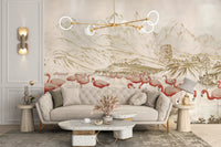 Flamingo Lake Wallpaper Mural - Wallanza