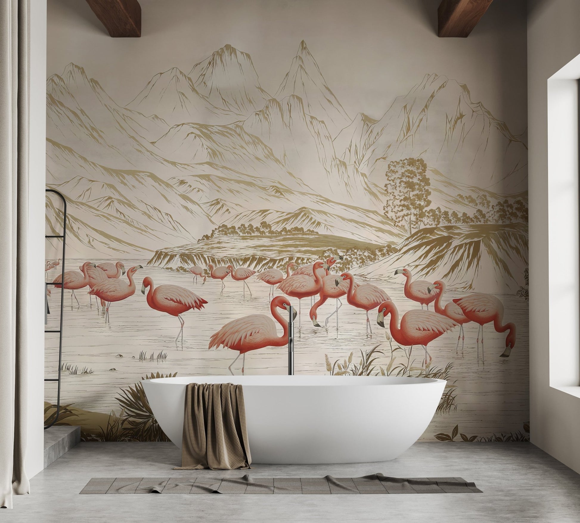 Flamingo Lake Wallpaper Mural - Wallanza