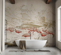 Flamingo Lake Wallpaper Mural - Wallanza