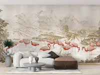 Flamingo Lake Wallpaper Mural - Wallanza