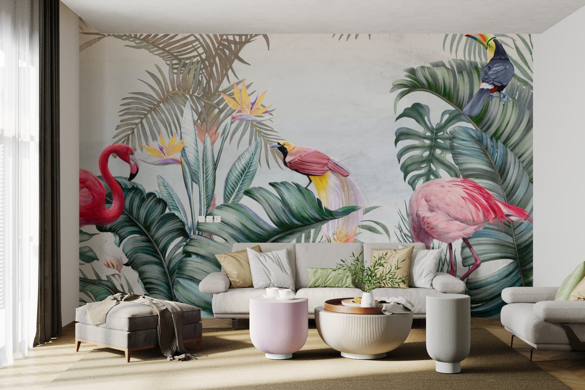 Flamingo Tropical Jungle Wallpaper - Wallanza