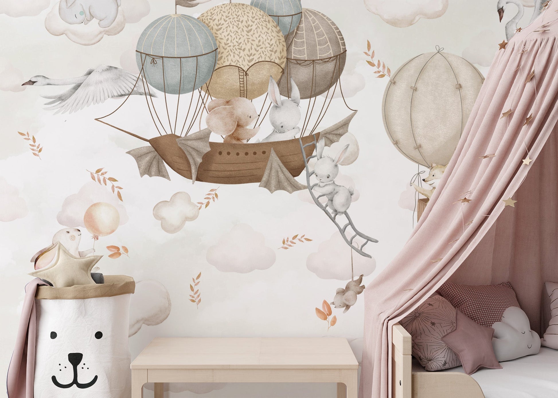 Floating Animals Wallpaper Mural - Wallanza