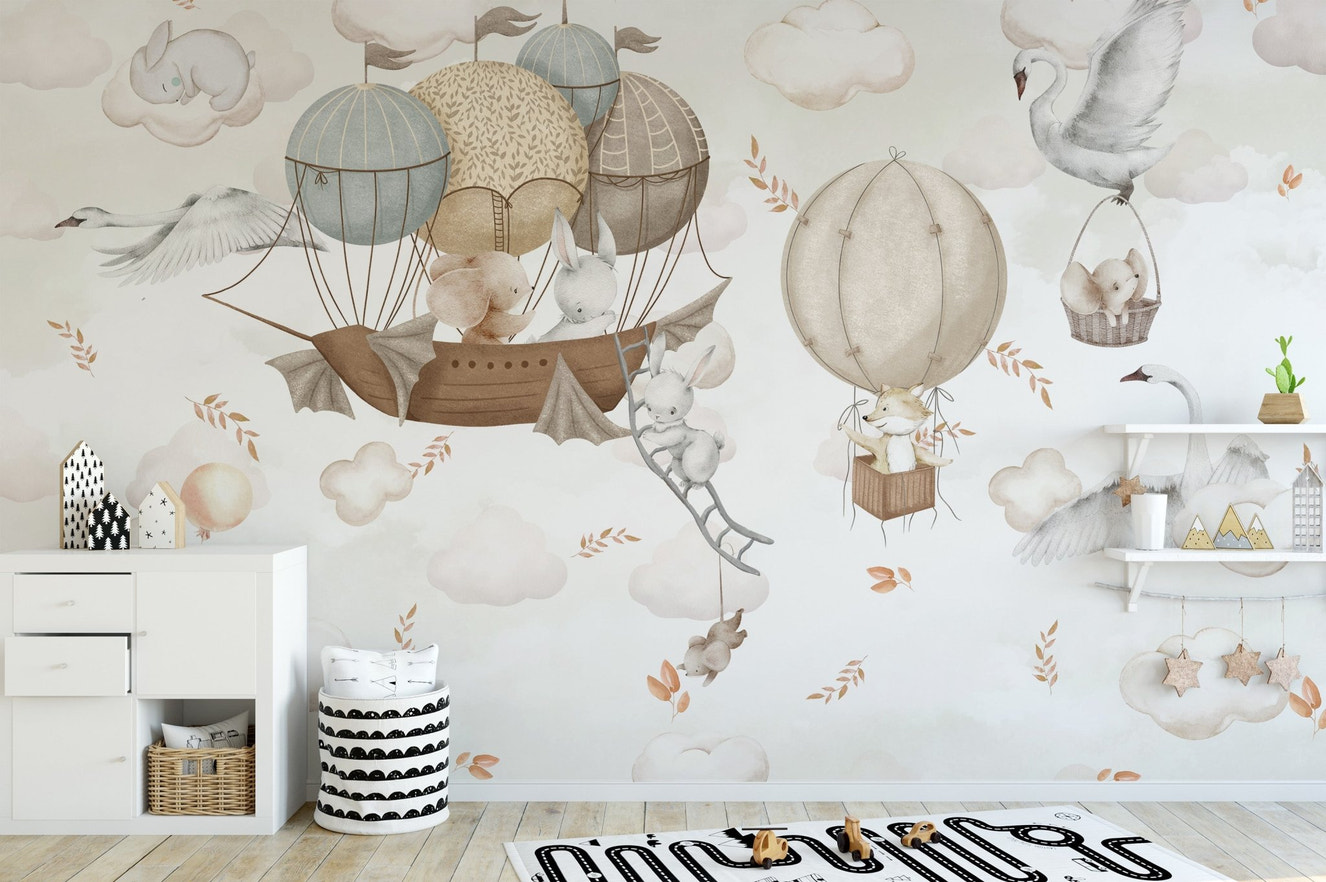 Floating Animals Wallpaper Mural - Wallanza