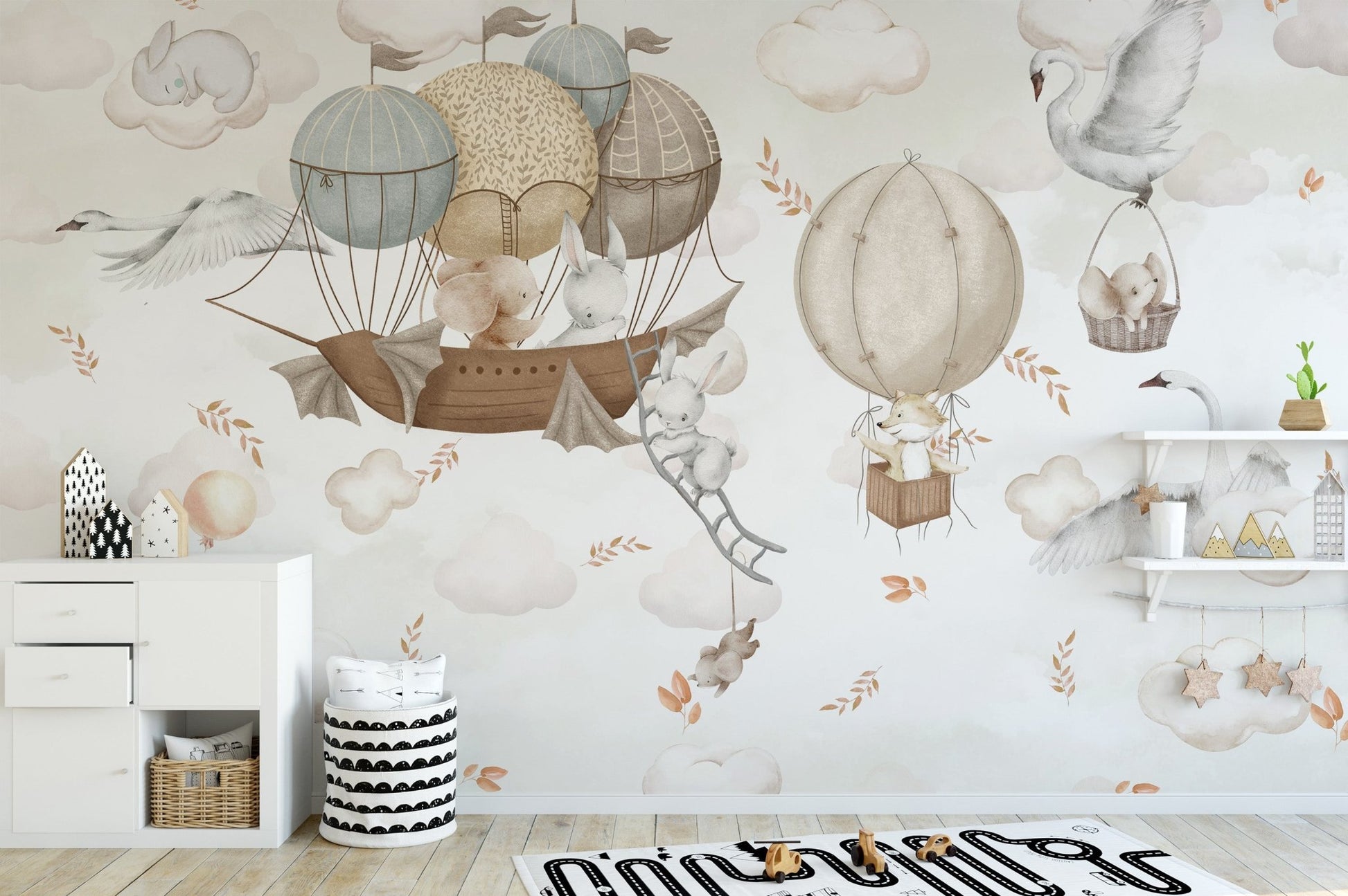 Floating Animals Wallpaper Mural - Wallanza