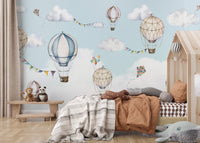 Floating Balloon Sky Wallpaper Mural - Wallanza