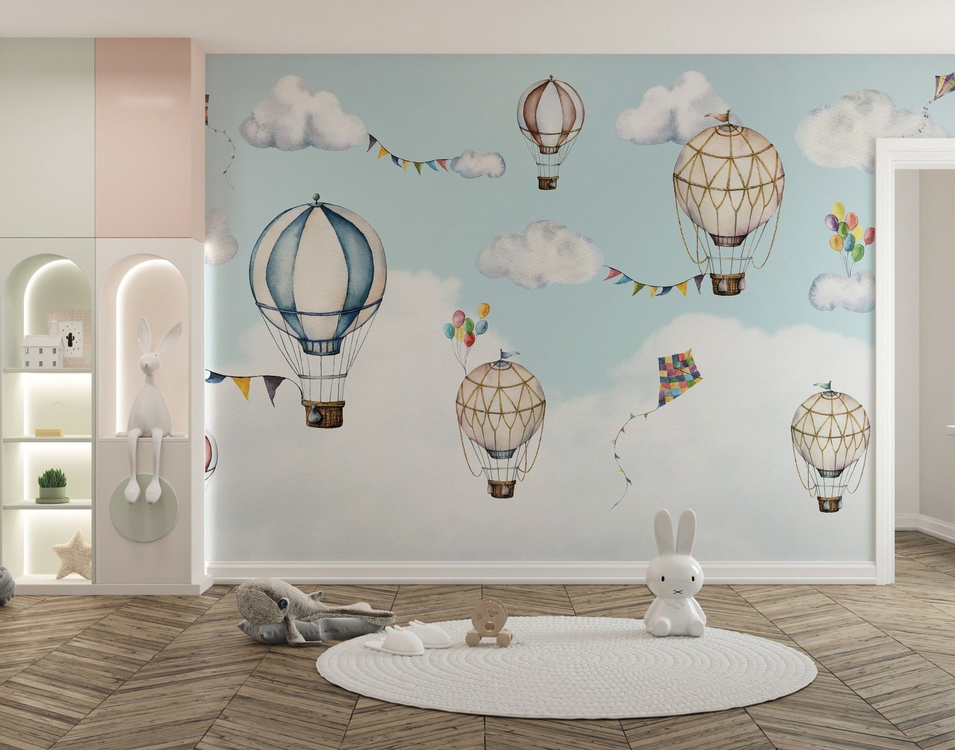 Floating Balloon Sky Wallpaper Mural - Wallanza