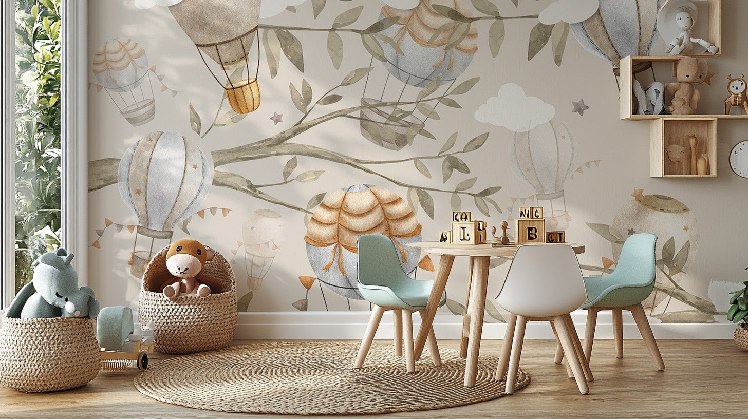 Floating Balloons Nursery Mural - Wallanza