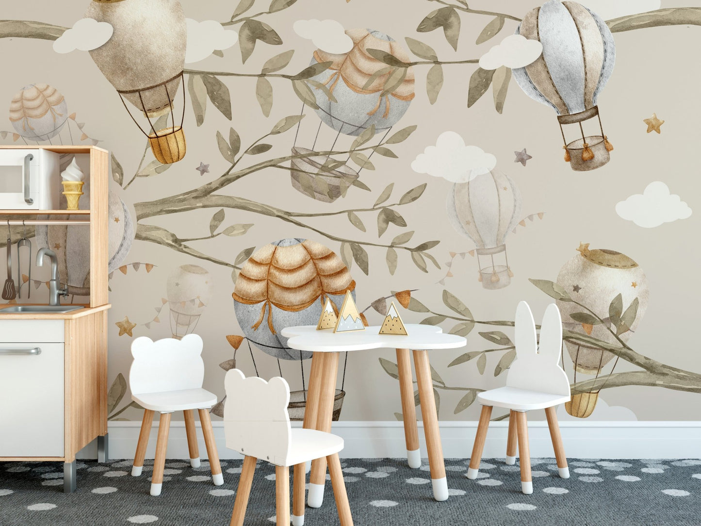 Floating Balloons Nursery Mural - Wallanza