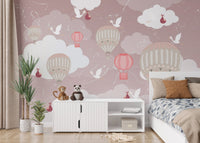 3D balloon mural creating a peaceful and airy atmosphere in kids bedroom.

