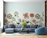 Vibrant floral essence wall art for chic and artistic decor in living room.
