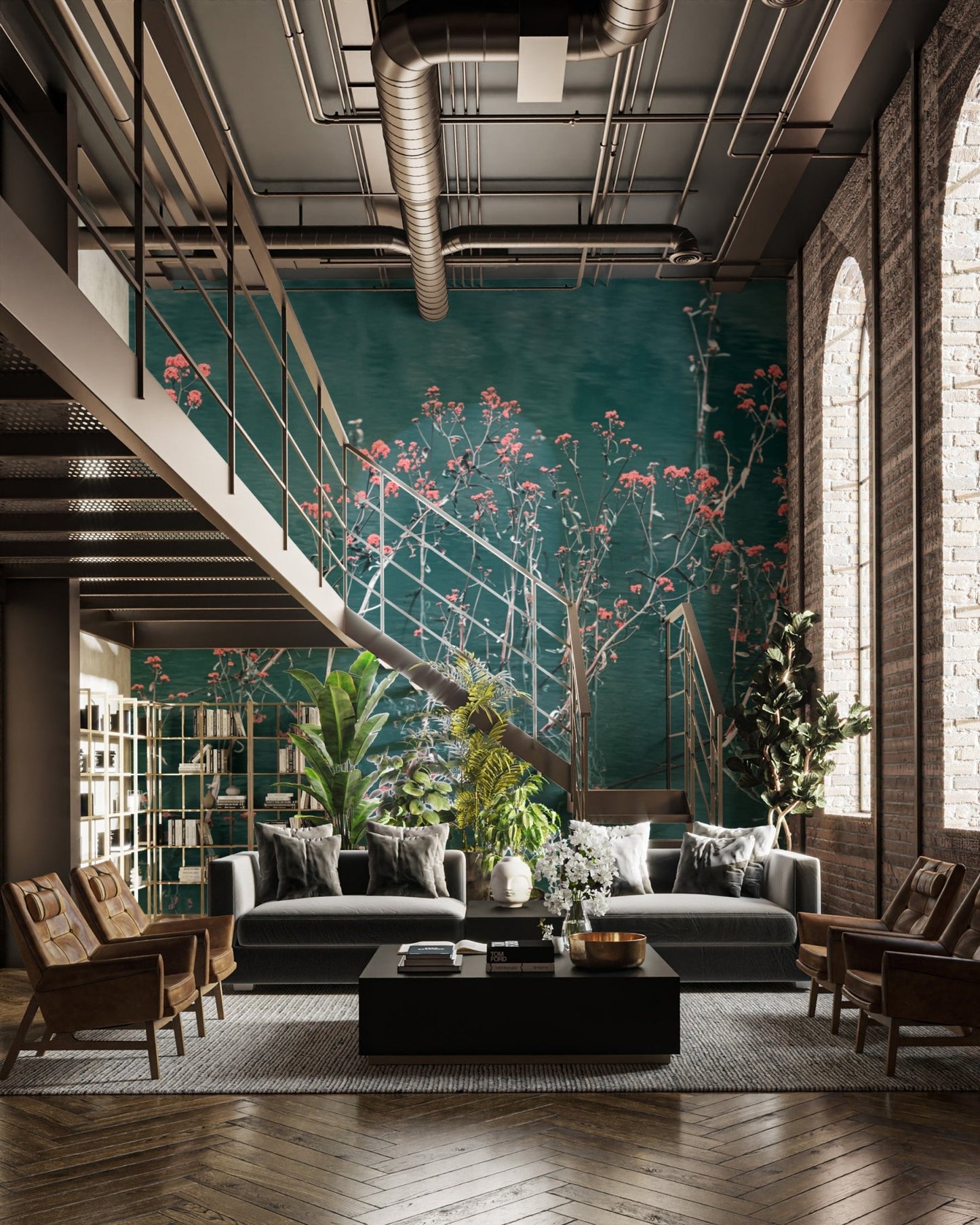 Floral Reflection Water Wallpaper - Wallanza