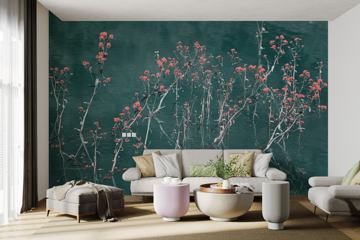 Floral Reflection Water Wallpaper - Wallanza