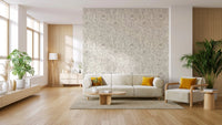 Minimal floral sketch pattern wallpaper in beige