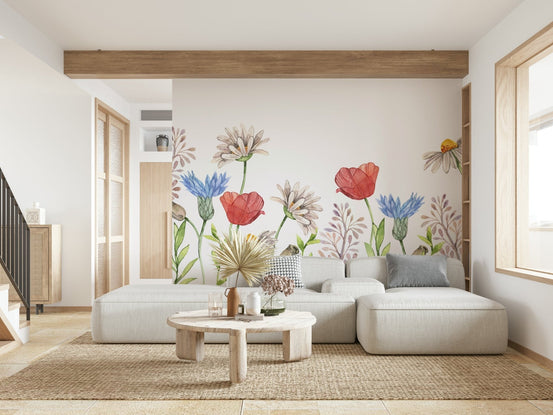 Vibrant botanical wall mural full wall