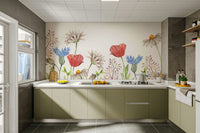 Floral Watercolor Wall Mural - Wallanza