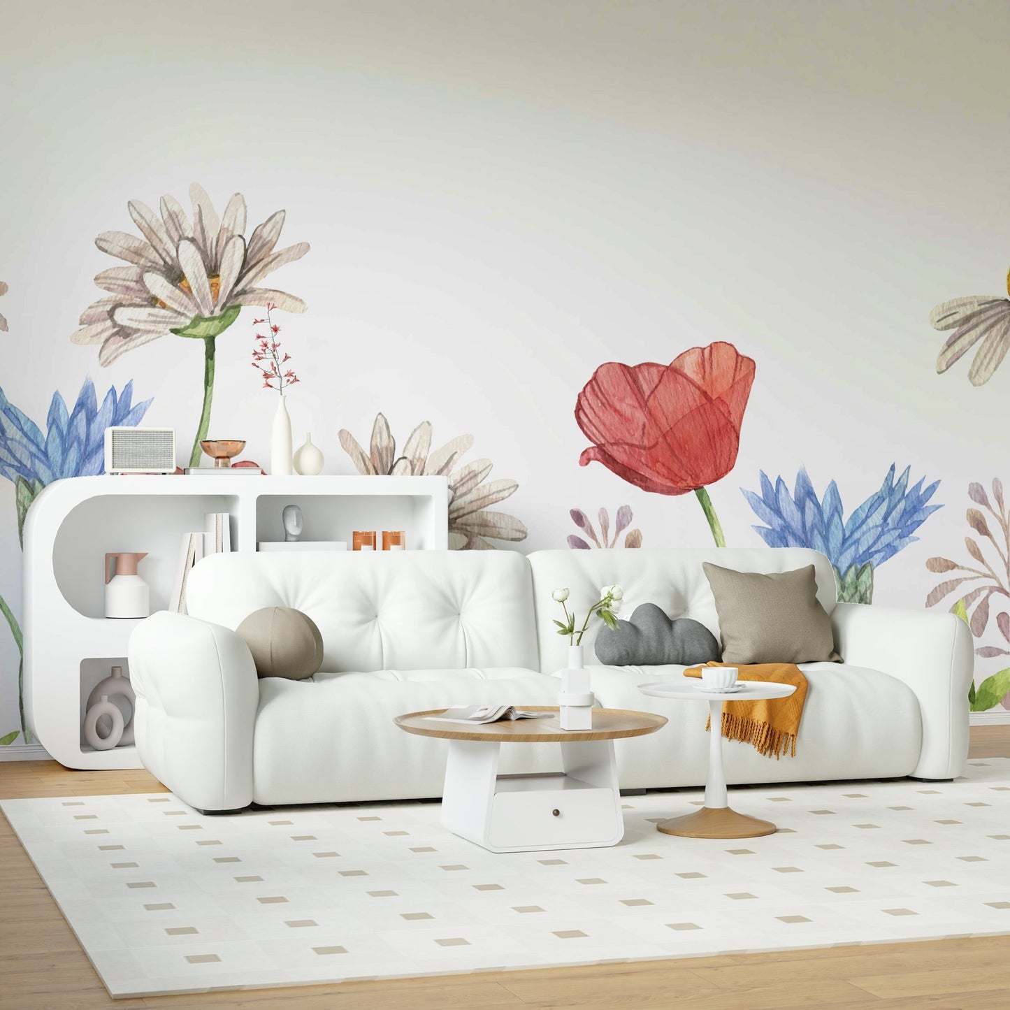 Floral Watercolor Wall Mural - Wallanza