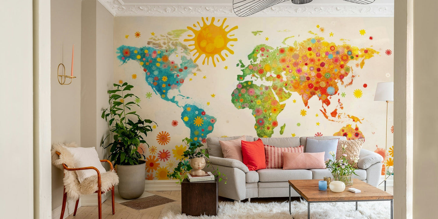 Sophisticated garden-inspired mural for a modern apartment space.