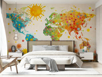 Lush wildflower wallpaper for a serene bedroom feature wall.