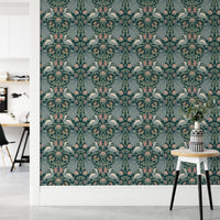 Flower Vintage Seamless Pattern Green Wallpaper - Wallanza