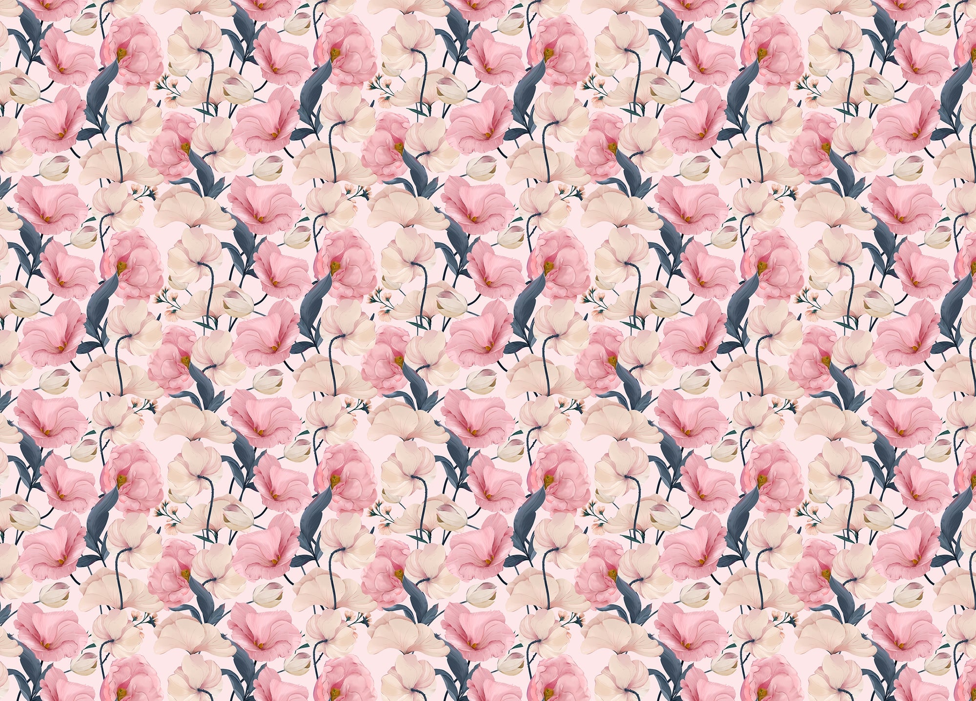 Eustoma Pink Floral Watercolor Removable Wallpaper