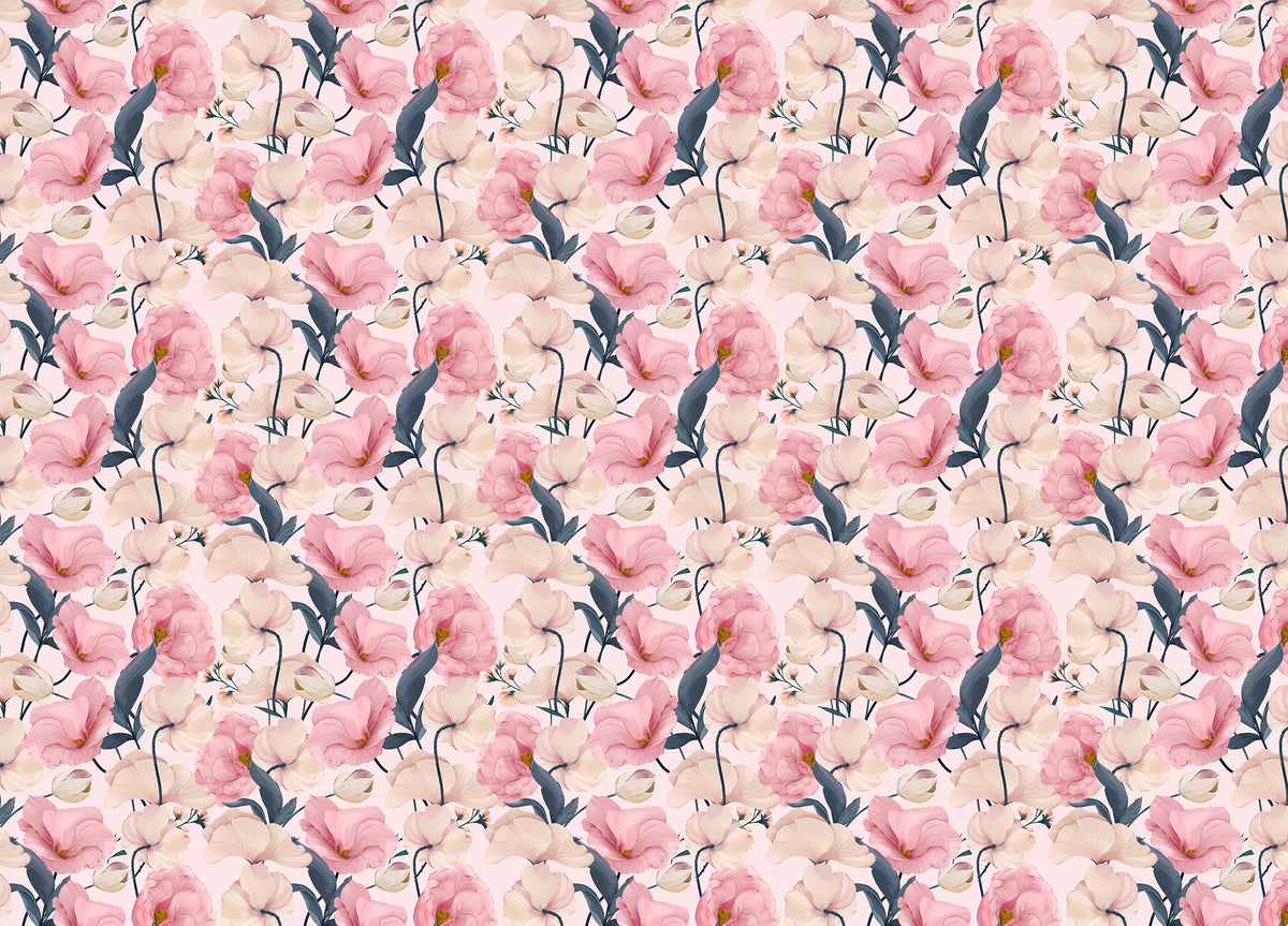 Eustoma Pink Floral Watercolor Removable Wallpaper in your room — zoomed