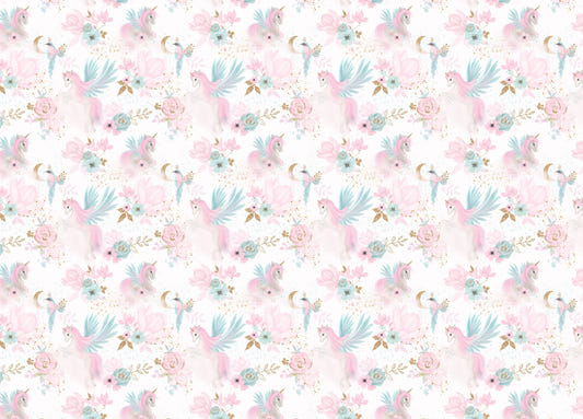 Fairy Magical Garden Unicorn Pink and Blue Color Wallpaper