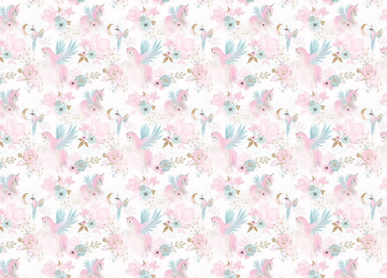 Fairy Magical Garden Unicorn Pink and Blue Color Wallpaper