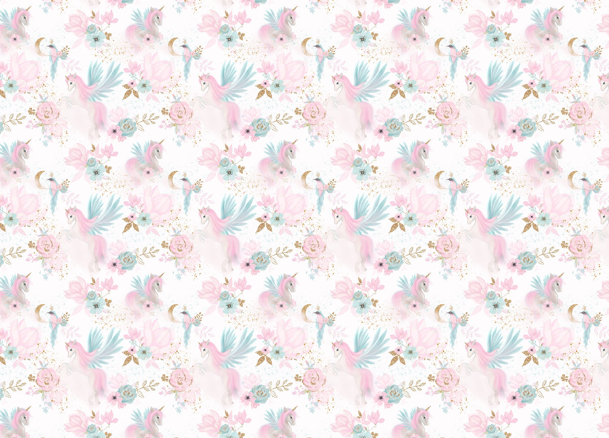Fairy Magical Garden Unicorn Pink and Blue Color Wallpaper