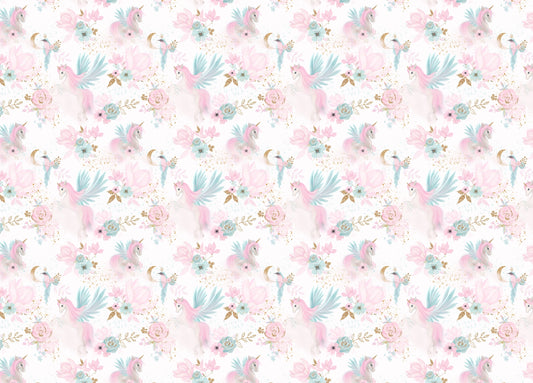 Fairy Magical Garden Unicorn Pink and Blue Color Wallpaper