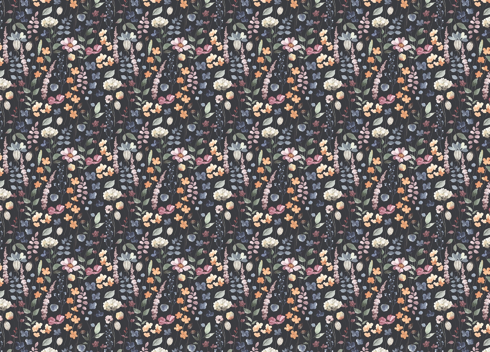Floral Rustic Dark Blue Background Watercolor Abstract Wallpaper