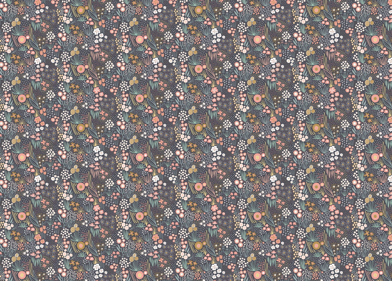 Field Pastel Colorful Repeat Pattern Flower Wallpaper