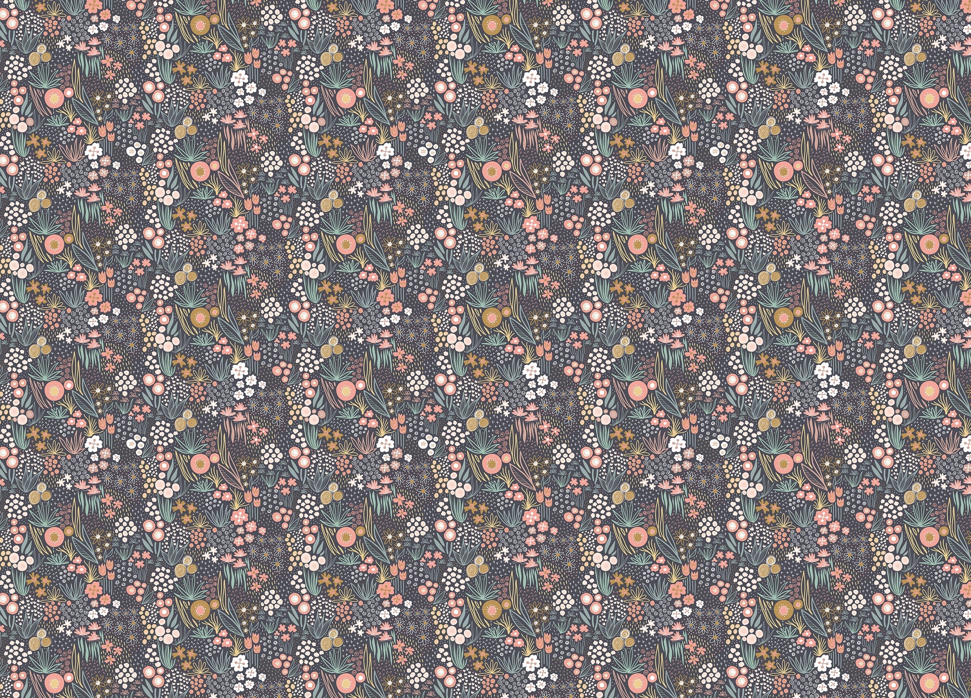 Field Pastel Colorful Repeat Pattern Flower Wallpaper
