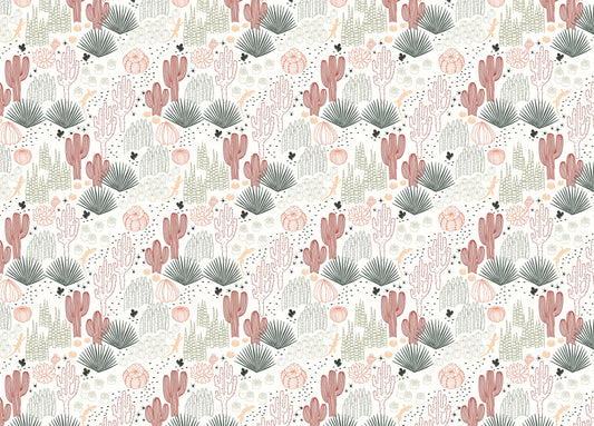 Mexican Cacti Succulents and Lizards Landscape Wallpaper