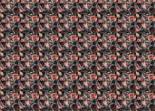 Seamless Floral Repeat Pattern Gold Line Texture Wallpaper