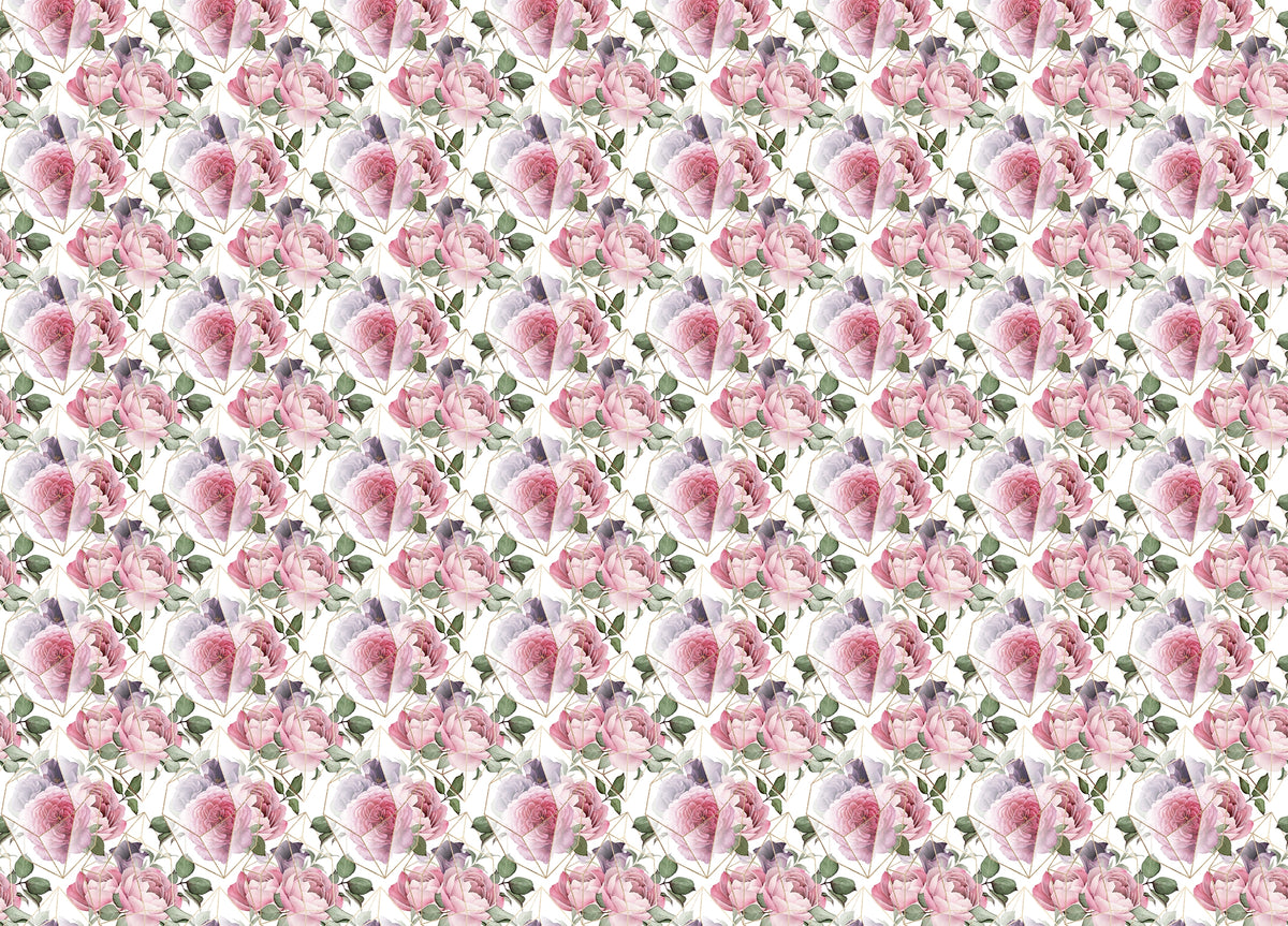 Watercolor Pink Flower Gold Line Texture Wallpaper For Walls in your room — zoomed