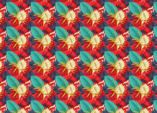 Seamless Pattern Tropical Floral Red Background Wallpaper