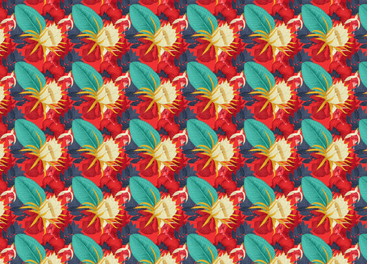 Seamless Pattern Tropical Floral Red Background Wallpaper