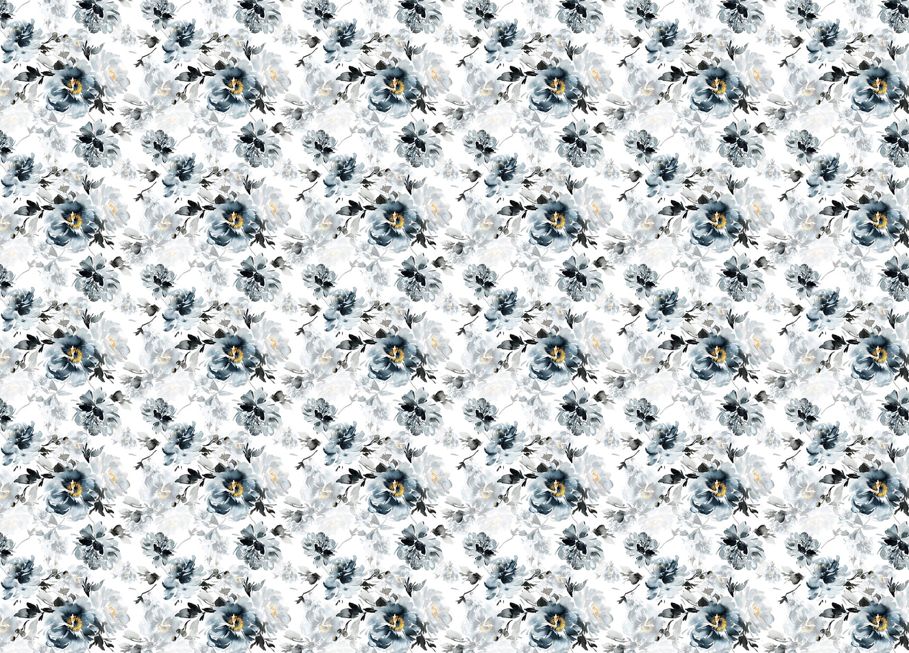 Removable Watercolor Flower Handmade Indigo Wallpaper