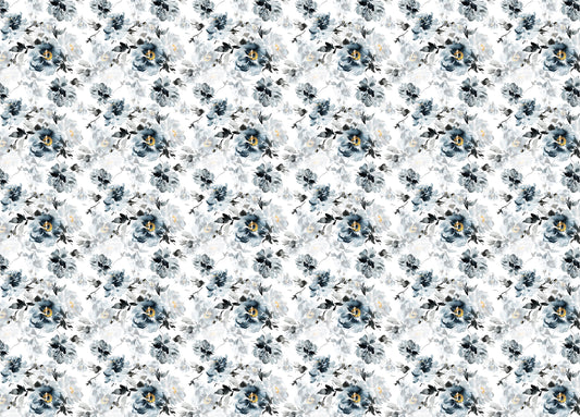 Removable Watercolor Flower Handmade Indigo Wallpaper