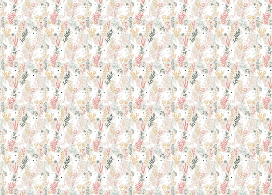 Rabbits Grass and Colorful Leaves Removable Wallpaper