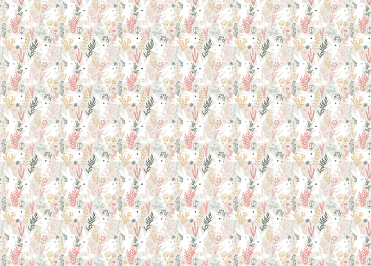 Rabbits Grass and Colorful Leaves Removable Wallpaper