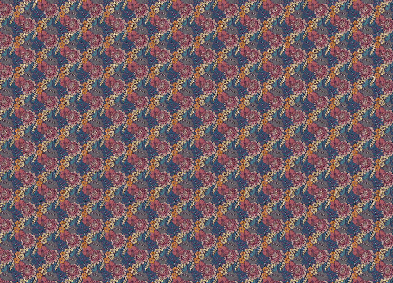 Colorful Tropical Flower Peel and Stick Wallpaper