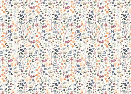 Colorful Watercolor Floral Vintage Rustic Style Wallpaper