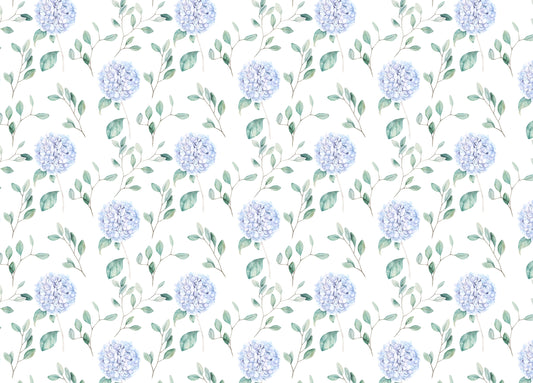 Watercolor Hortensia Flowers and Branches Wallpaper